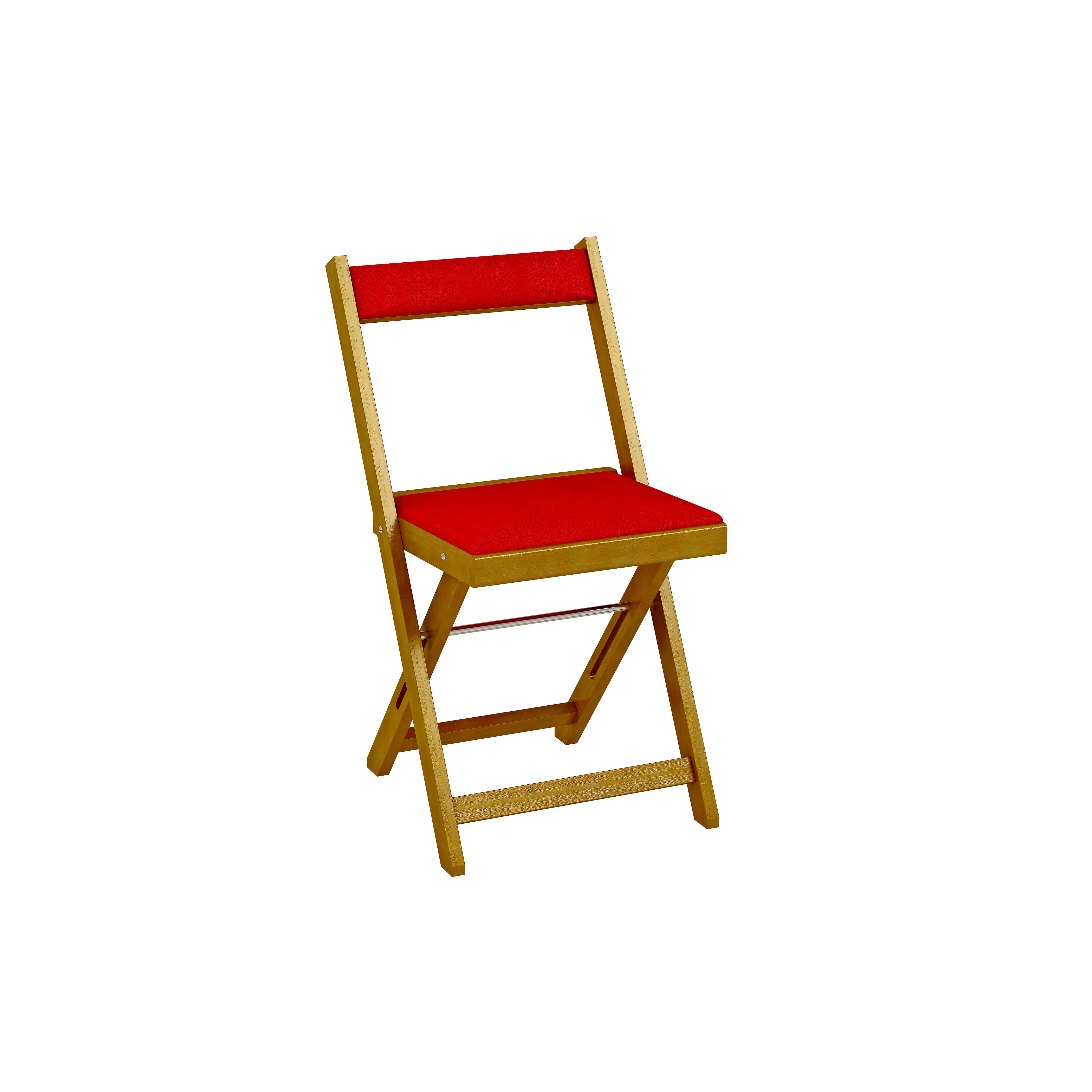 Cadeira Dobrável Estofada - Imbuia - Vermelho REF: 2003 Largura:   Comprimento: 