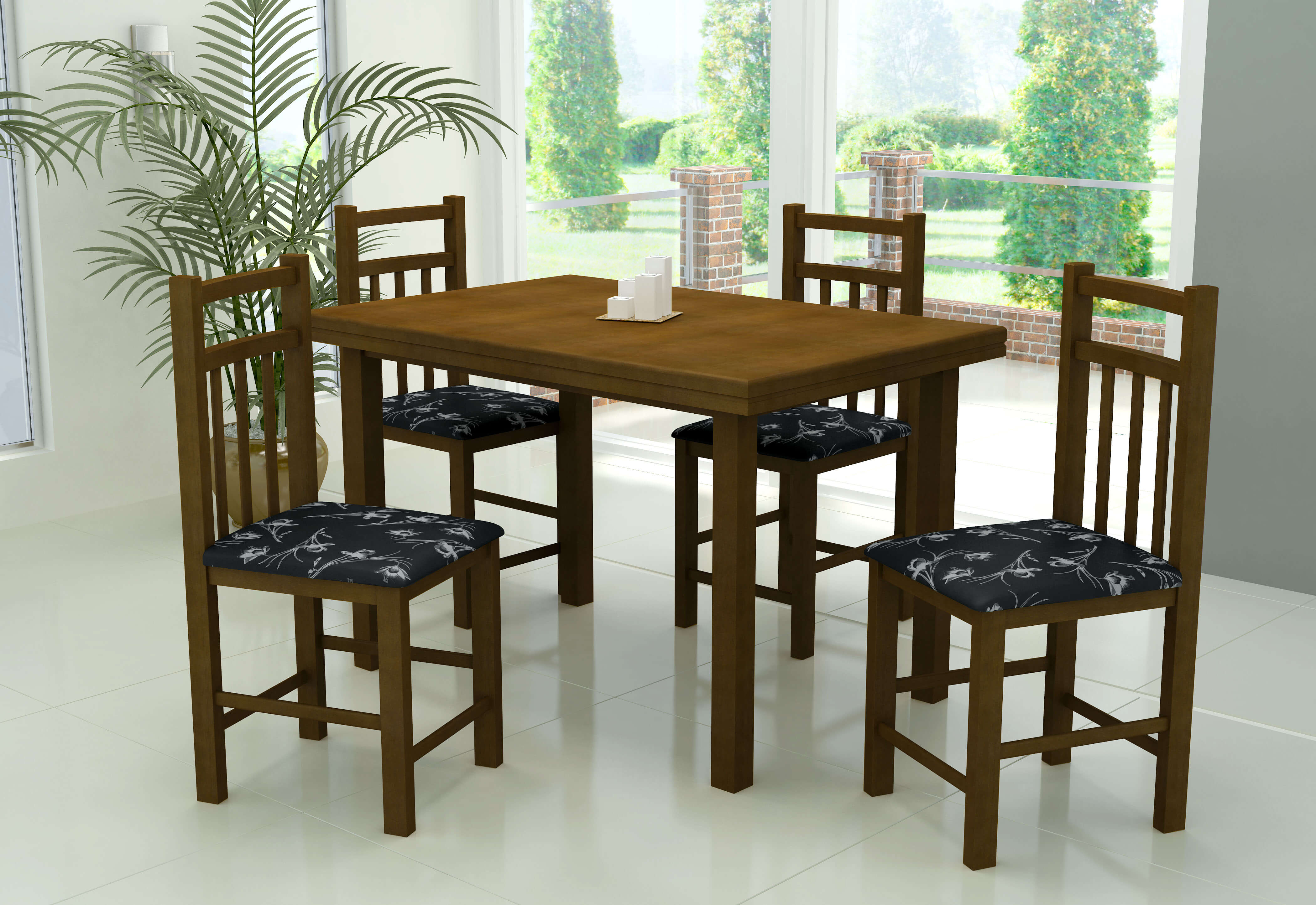 CONJUNTO DE MESA VENEZA CERA/IMBUIA REF: 1004 Largura: 0,80 CM  Comprimento: 1,20 M