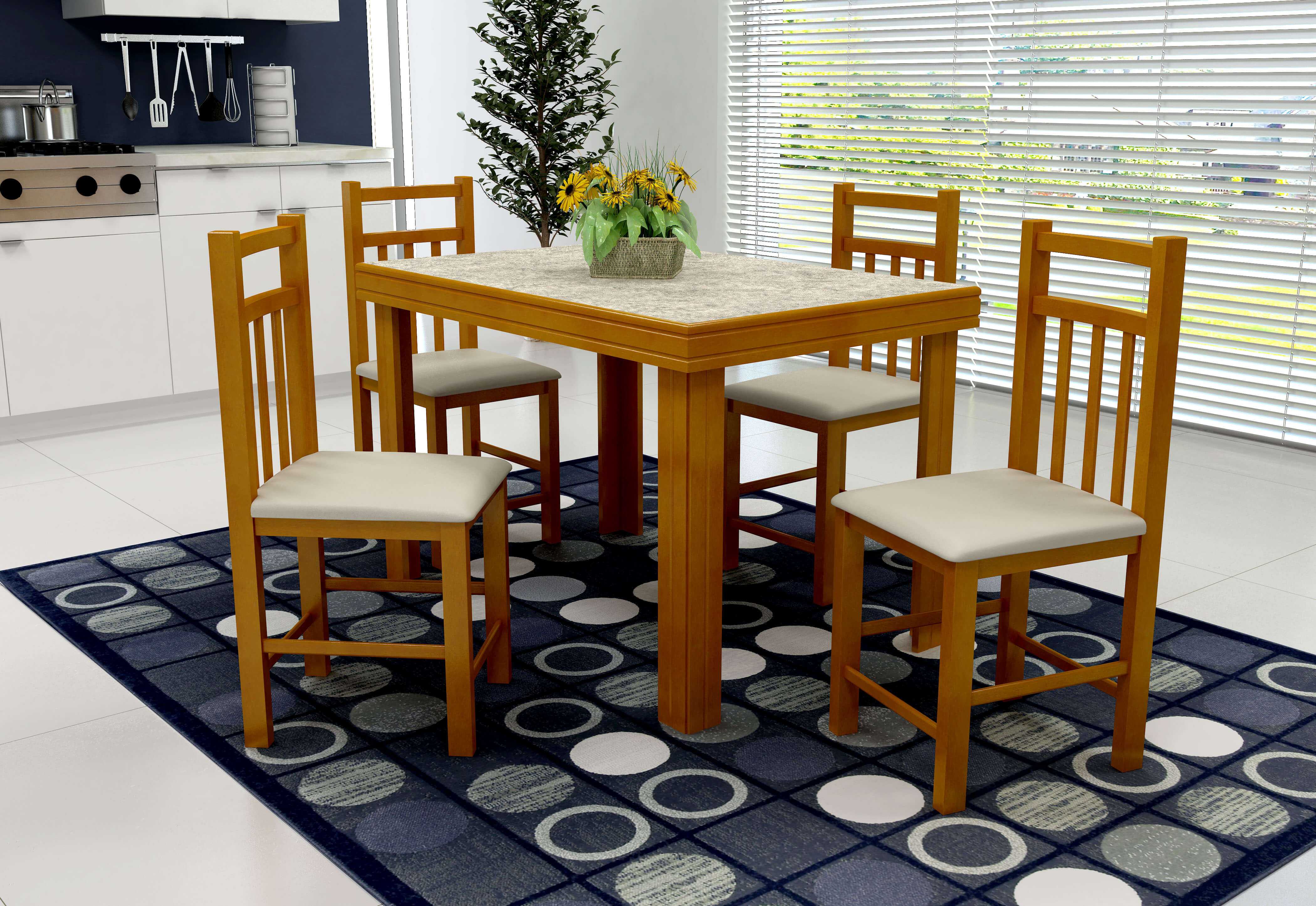 CONJUNTO DE MESA VENEZA REF: 1004 Largura: 0,80 CM  Comprimento: 1,20 M