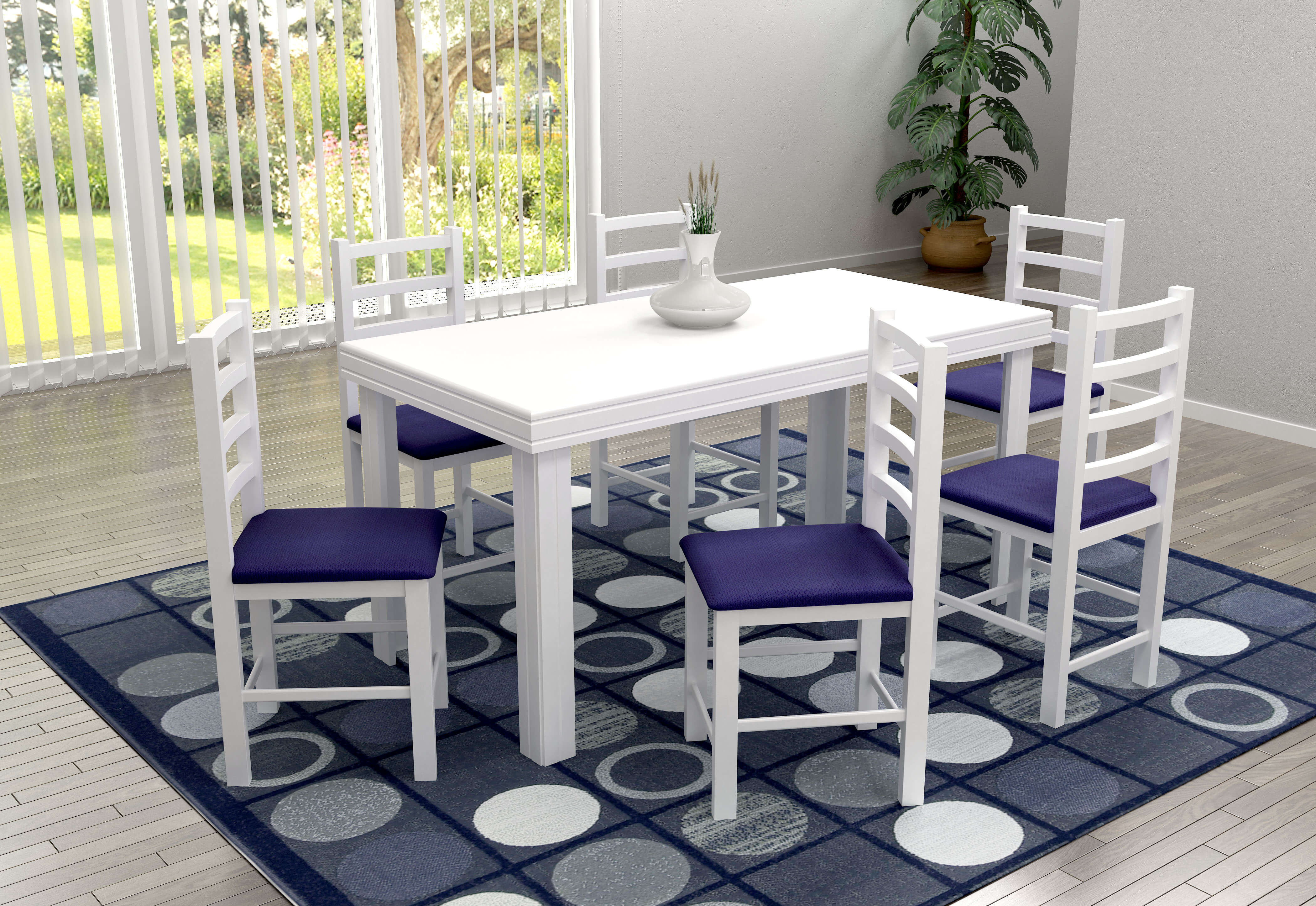 CONJUNTO DE MESA NAPOLI TAMPO PINTADO REF: 1000 Largura: 0,80 CM  Comprimento: 1,60 M